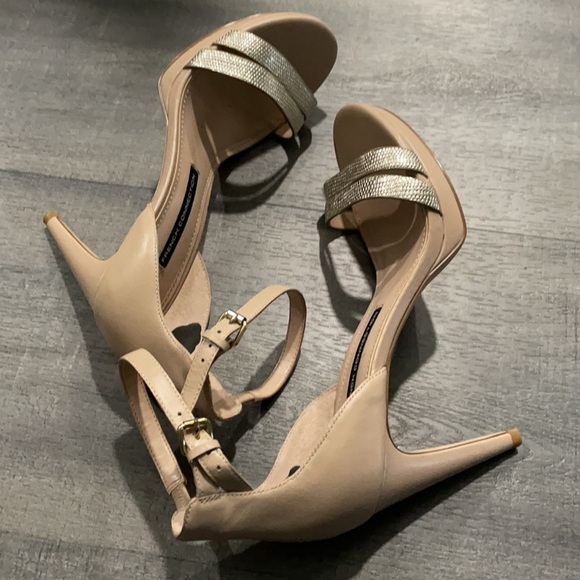 French Connection Nude Metallic Strap Stiletto 8.5 - Picture 4 of 8